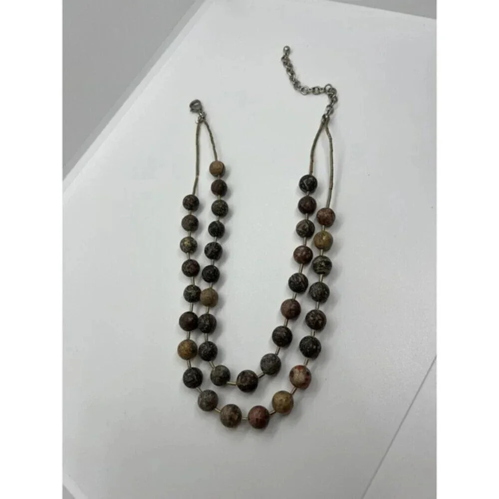 Chicos Double‎ String Fashion Beaded Earthtones Necklace Extender Chain C…
